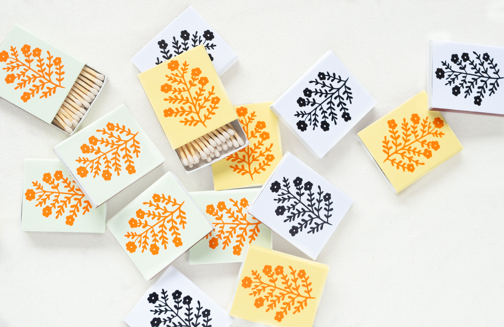 Floral Matchbox - Black & White