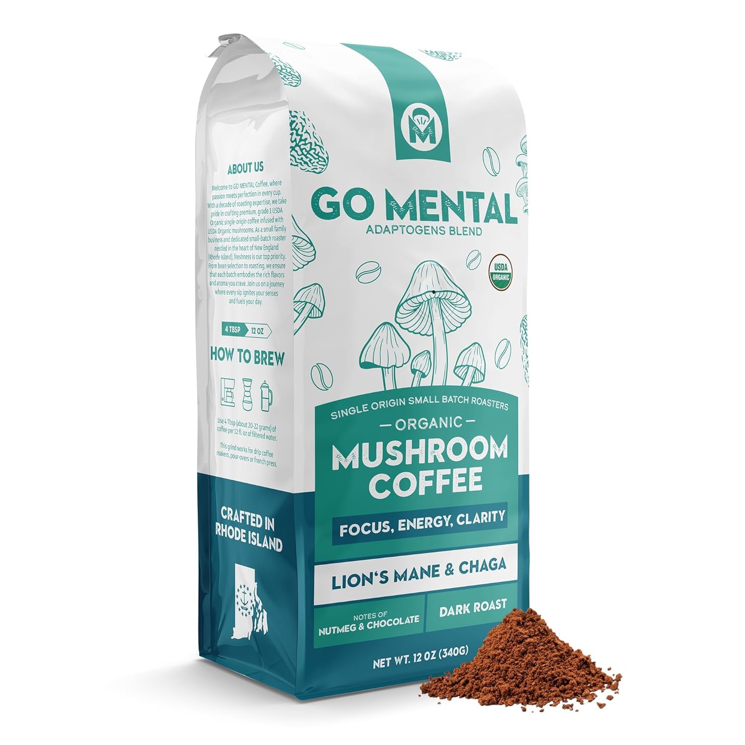 Organic Lion's Mane and Chaga Mushroom Coffee Dark Roast